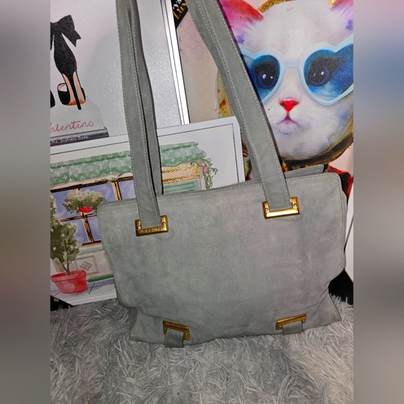Celine Beautiful Suede Gray & Gold Shoulder Tote ✨️ (EUC)(SEE PICS) - Picture 9 of 9